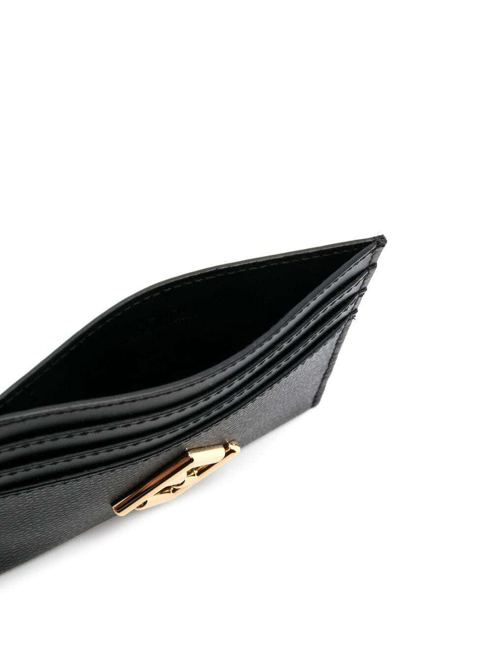 Fendi Ff Diamonds Leather Card Holder in Black