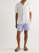 NN07 - Gregor Straight-Leg Striped Cotton-Blend Seersucker Drawstring Shorts - Blue