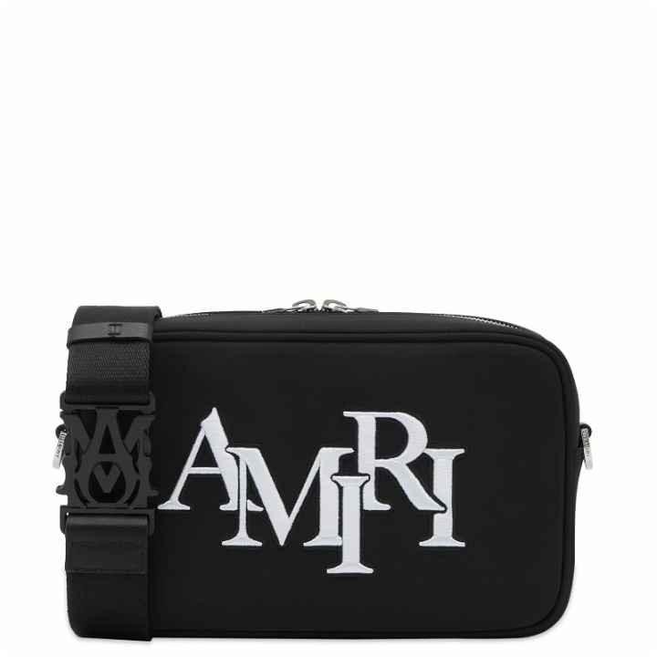 Photo: AMIRI Men's Staggered Logo Camera Bag in Black