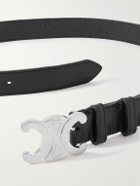 CELINE - 3cm Triomphe Leather Belt - Black