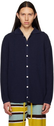 The Elder Statesman Navy Blanket Stitched Shirt