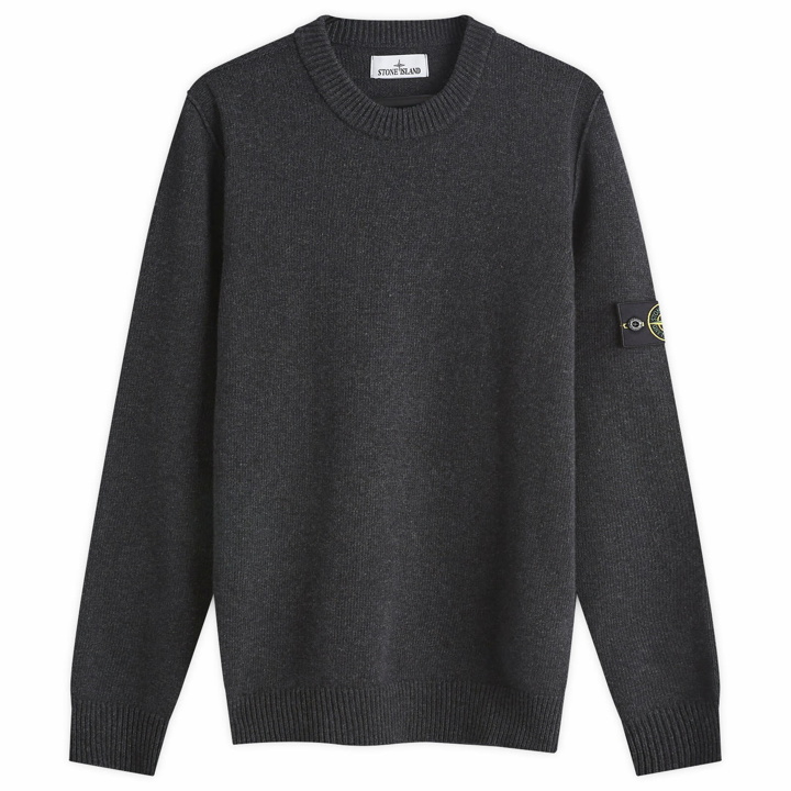 Photo: Stone Island Men's Reverse Seam Lambswool Crew Neck Jumper in Melange Charcoal