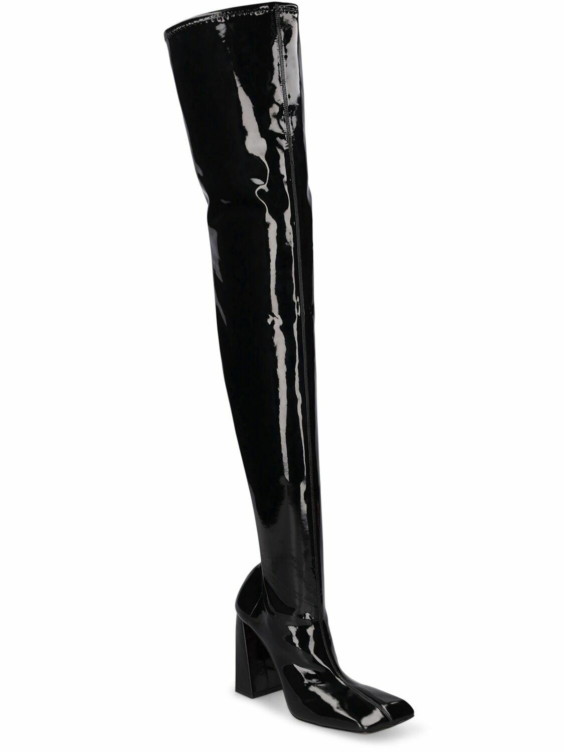 AMINA MUADDI - 95mm Marine Latex Thigh-high Boots Amina Muaddi