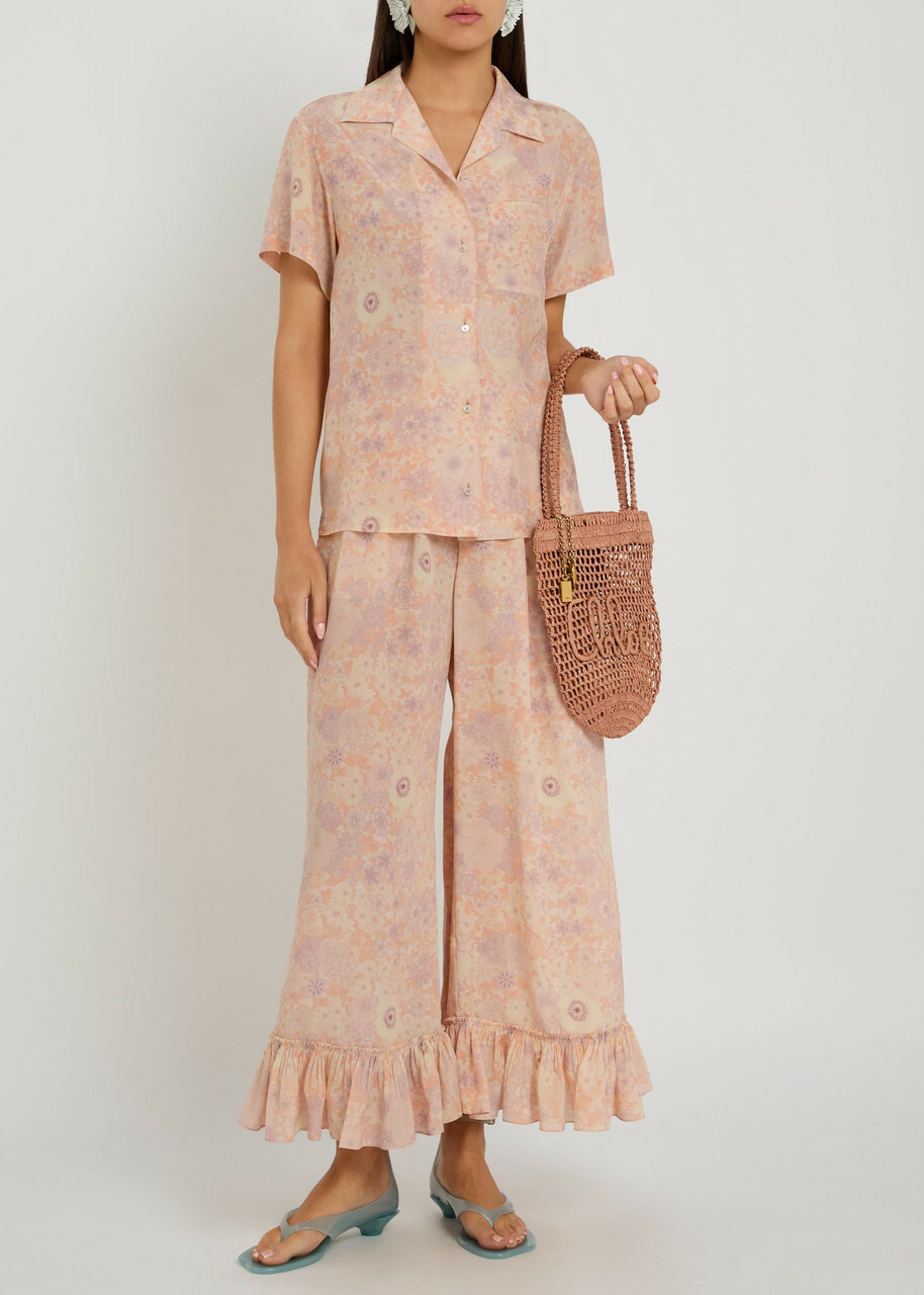 Chloe Floral-print Silk Shirt Pink