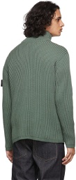 Stone Island Green Rib Knit Wool Sweater