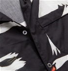 Desmond & Dempsey - Leda Camp-Collar Piped Printed Cotton Pyjama Shirt - Black