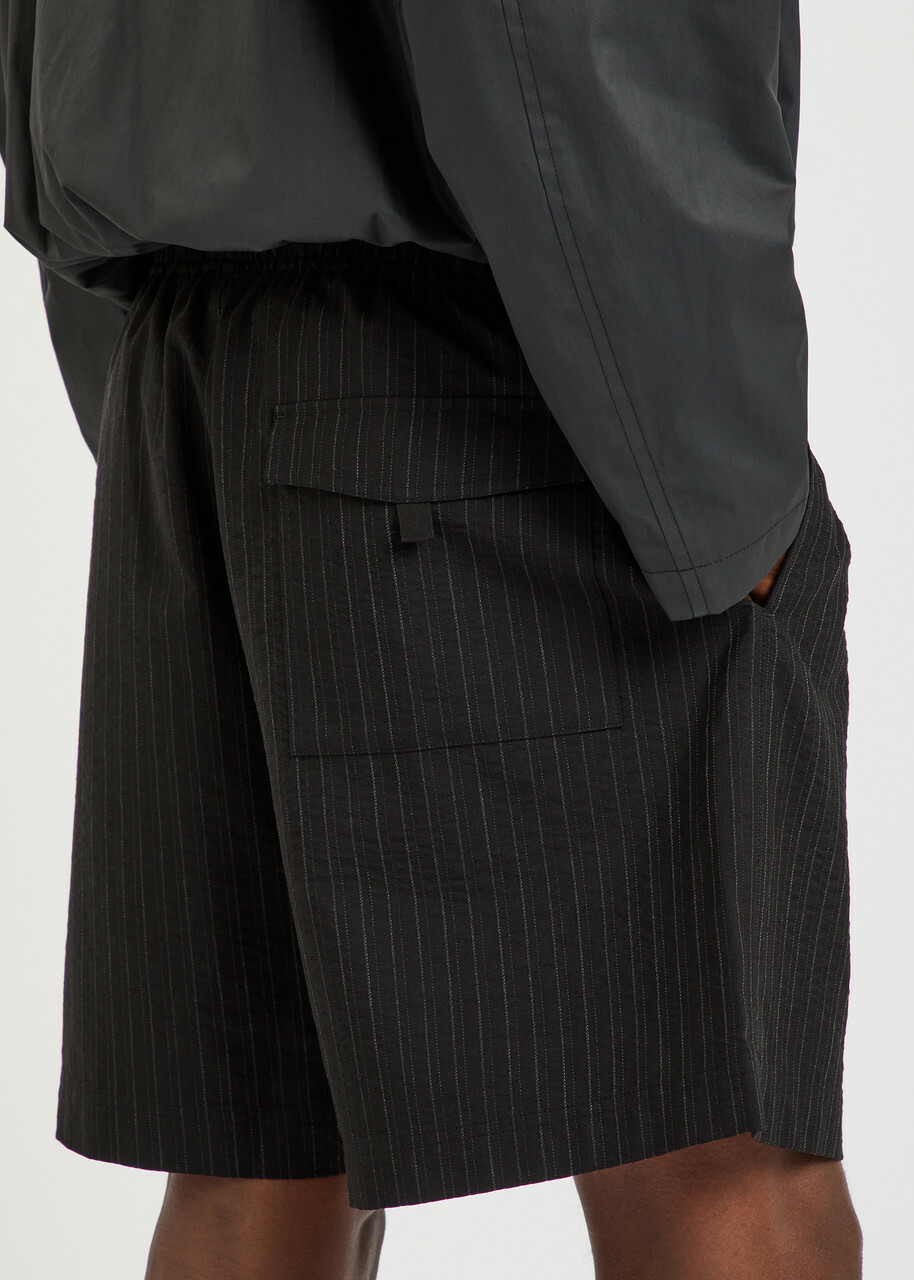 Studio Nicholson Pinstriped Cotton and Wool-blend Shorts Black