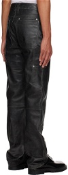 Helmut Lang Black Straight-Leg Leather Pants