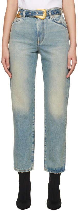 Photo: Balmain Blue Classic Belted Jeans