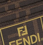 Fendi - Logo-Print Cross-Grain Leather Cardholder - Brown