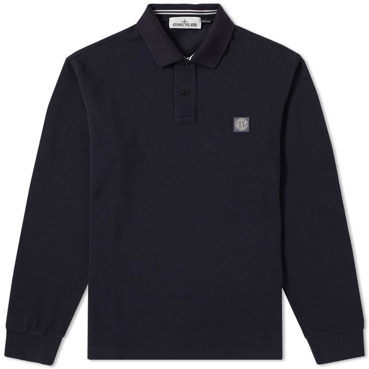 Photo: Stone Island Long Sleeve Regular Fit Polo Blue