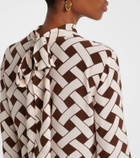 Rixo Libra printed tie-neck blouse