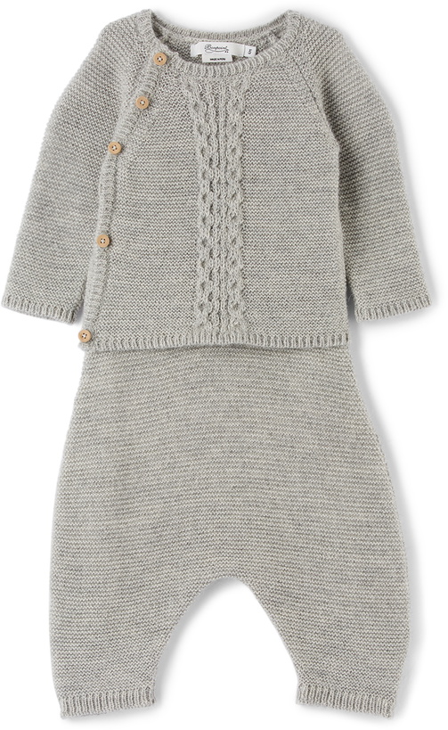 Photo: Bonpoint Baby Grey Cable Knit Taddeo Set