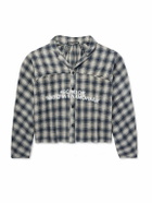 RRR123 - Materia Nazarene Oversized Printed Checked Cotton-Flannel Shirt - Blue