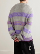 LOEWE - Striped Wool-Blend Sweater - Gray