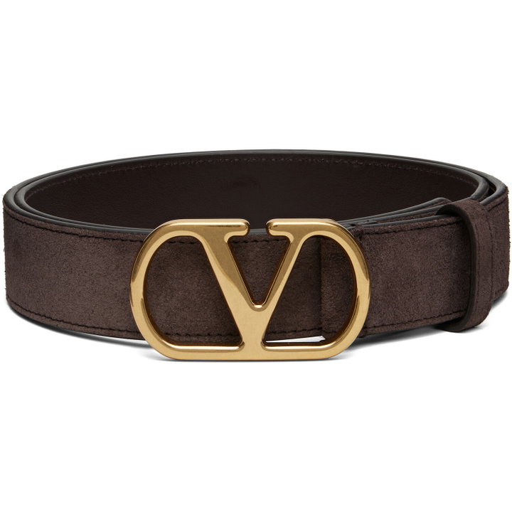 Photo: Valentino Garavani Brown VLogo Signature Suede Belt