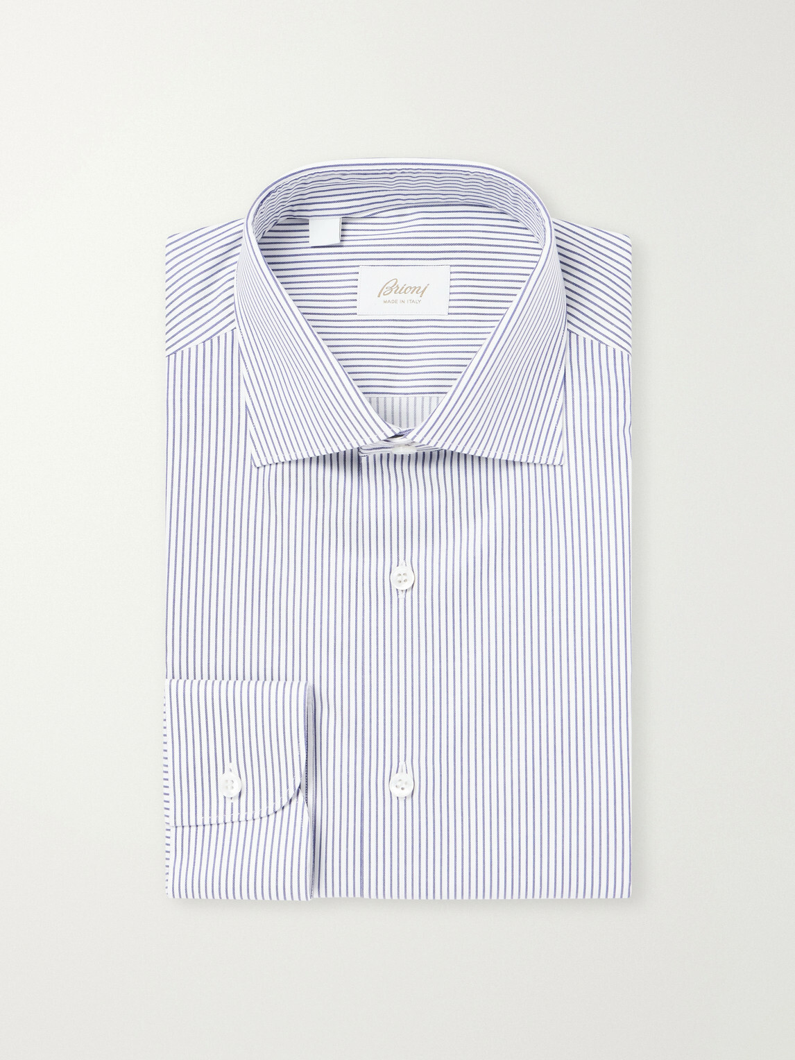 Brioni - Striped Cotton-Poplin Shirt - Blue