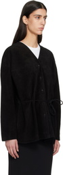 LE17SEPTEMBRE Black Collarless Suede Jacket