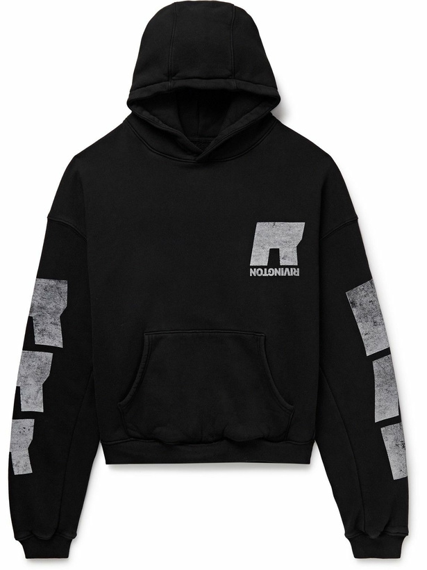 Photo: RRR123 - Heritage CVA Logo-Print Cotton-Jersey Hoodie - Black