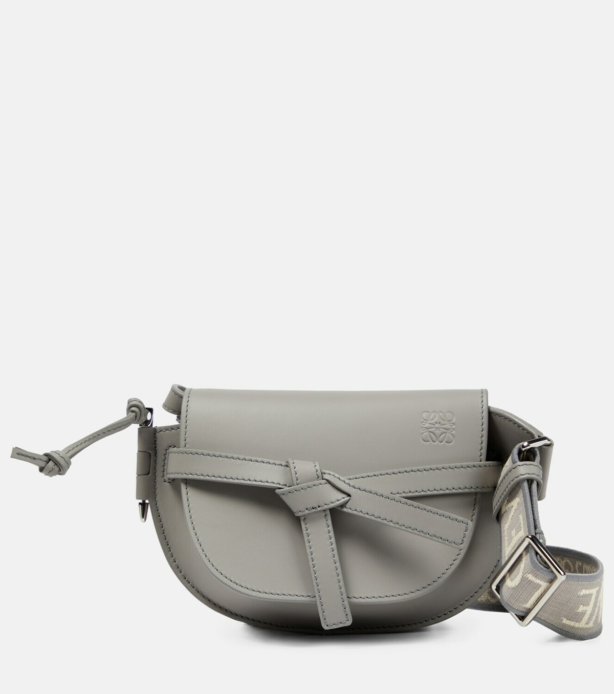 Gate Small Leather And Jacquard Shoulder Bag in Brown - Loewe