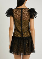 DE LA Vali Nephele Ruffled Lace Mini Dress Black