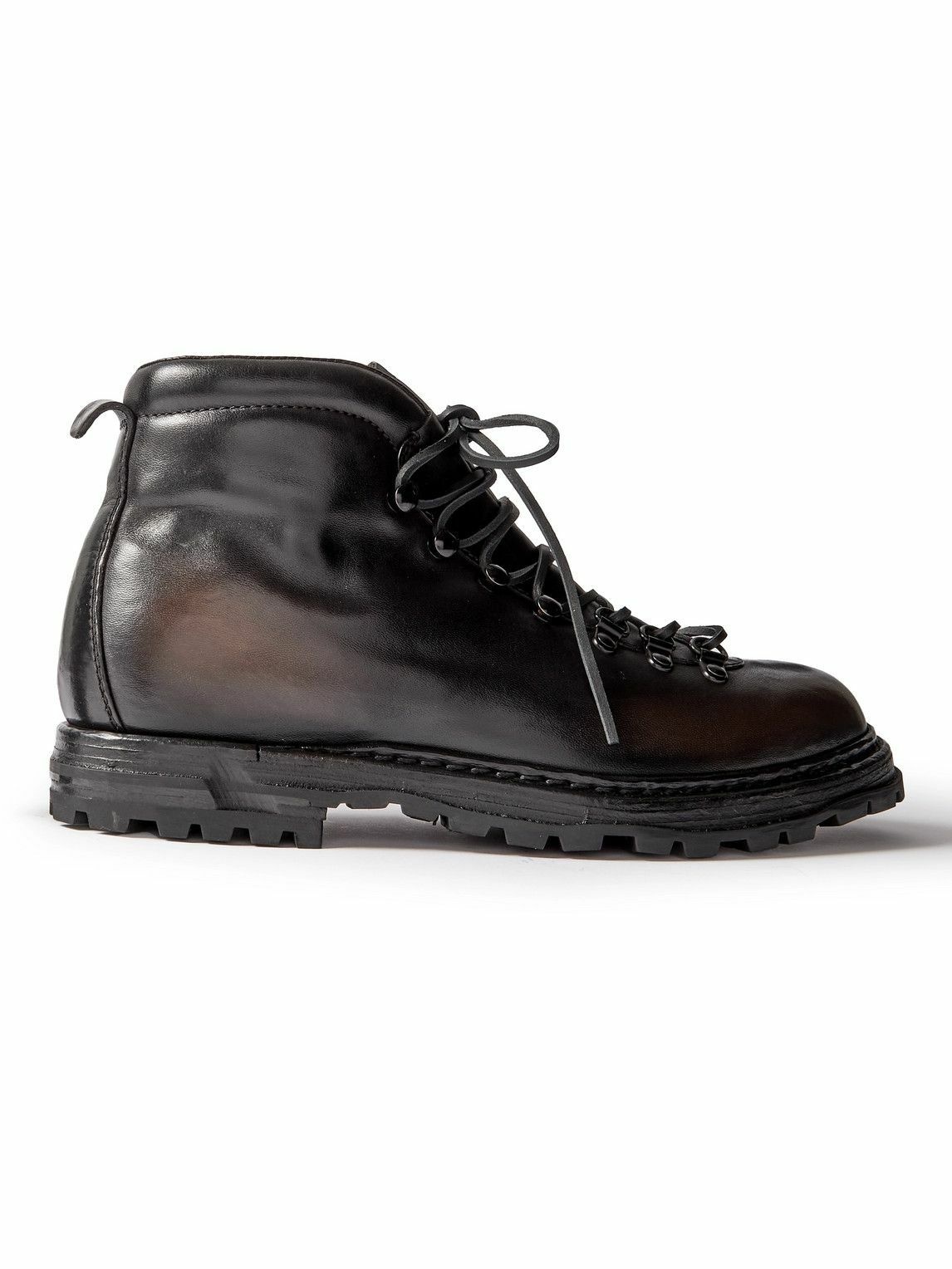 Officine Creative - Artik Burnished-Leather Lace-Up Boots - Brown ...