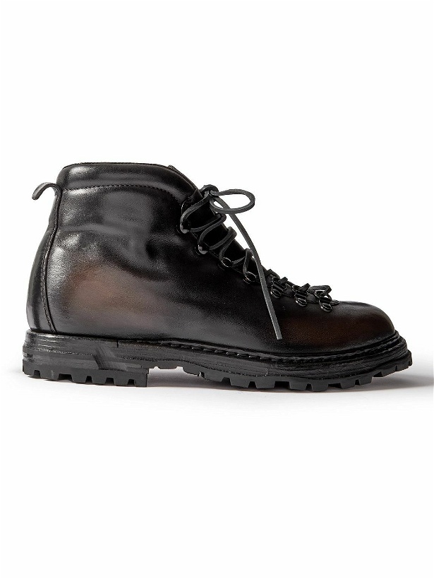 Photo: Officine Creative - Artik Burnished-Leather Lace-Up Boots - Brown