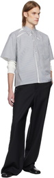 Karmuel Young Gray & White Square Printed Stripe Shirt