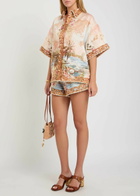 Zimmermann Mahon Printed Linen Shorts Multicoloured