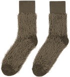 sacai Khaki Faux-Shearling Socks