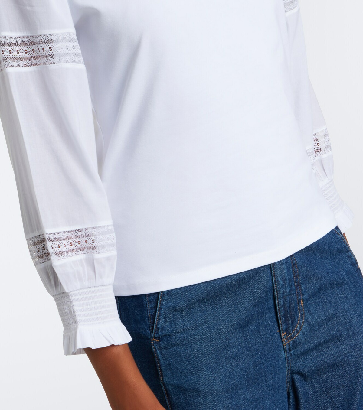 Veronica Beard Bellamie lace-trimmed cotton-blend top