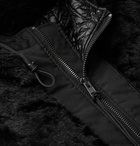 Monitaly - Kodiac Leather-Trimmed Faux Fur and Vancloth Cotton Hooded Coat - Black