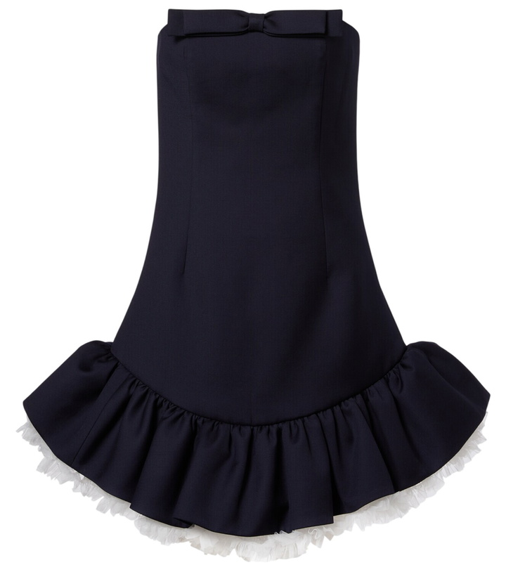 Photo: Shushu/Tong Bow-detail ruffled wool minidress
