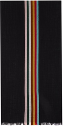 Paul Smith Black Central Multi Stripe Scarf