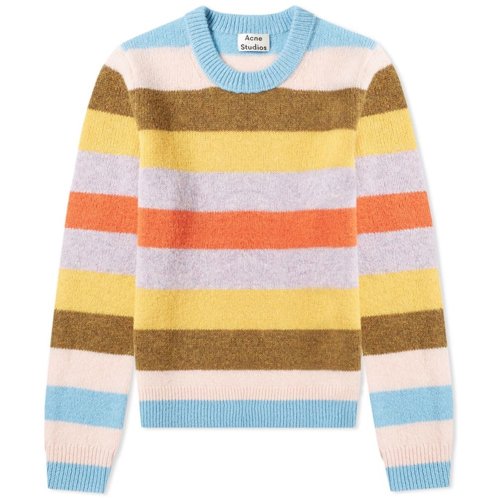 Photo: Acne Studios Kai Block Stripe Shetland Crew Knit Multi Mix Stripe