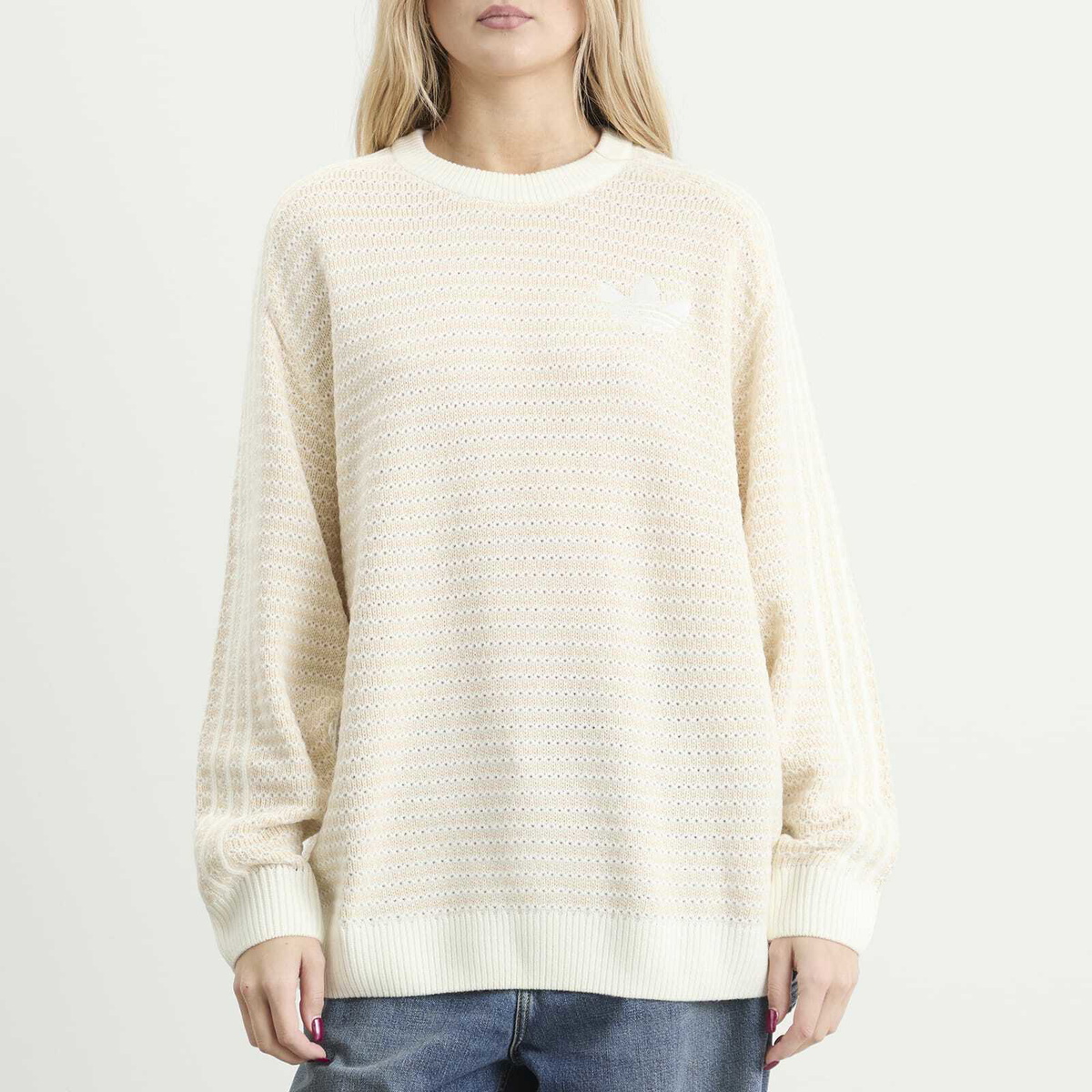 Adidas Women's Knit Jumper in Wonder White/Sand Strata/Alumina