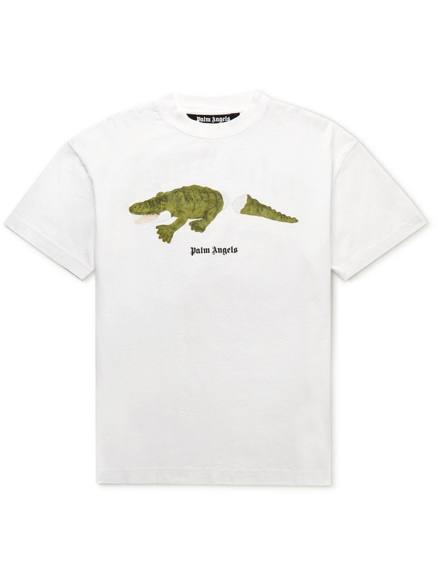 Photo: Palm Angels - Logo-Print Cotton-Jersey T-Shirt - White