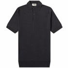 John Smedley Men's Merino Knit Polo Shirt in Hepburn Smoke