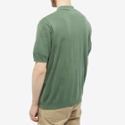 Beams Plus Men's Zip Stripe Polo Shirt Knit in Green