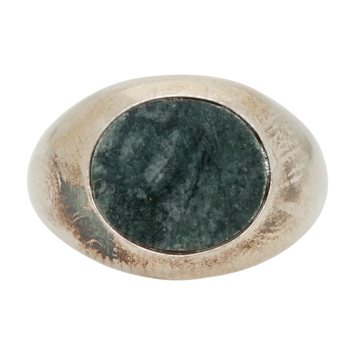 Photo: Jil Sander Silver and Green Stone Chevalier Ring