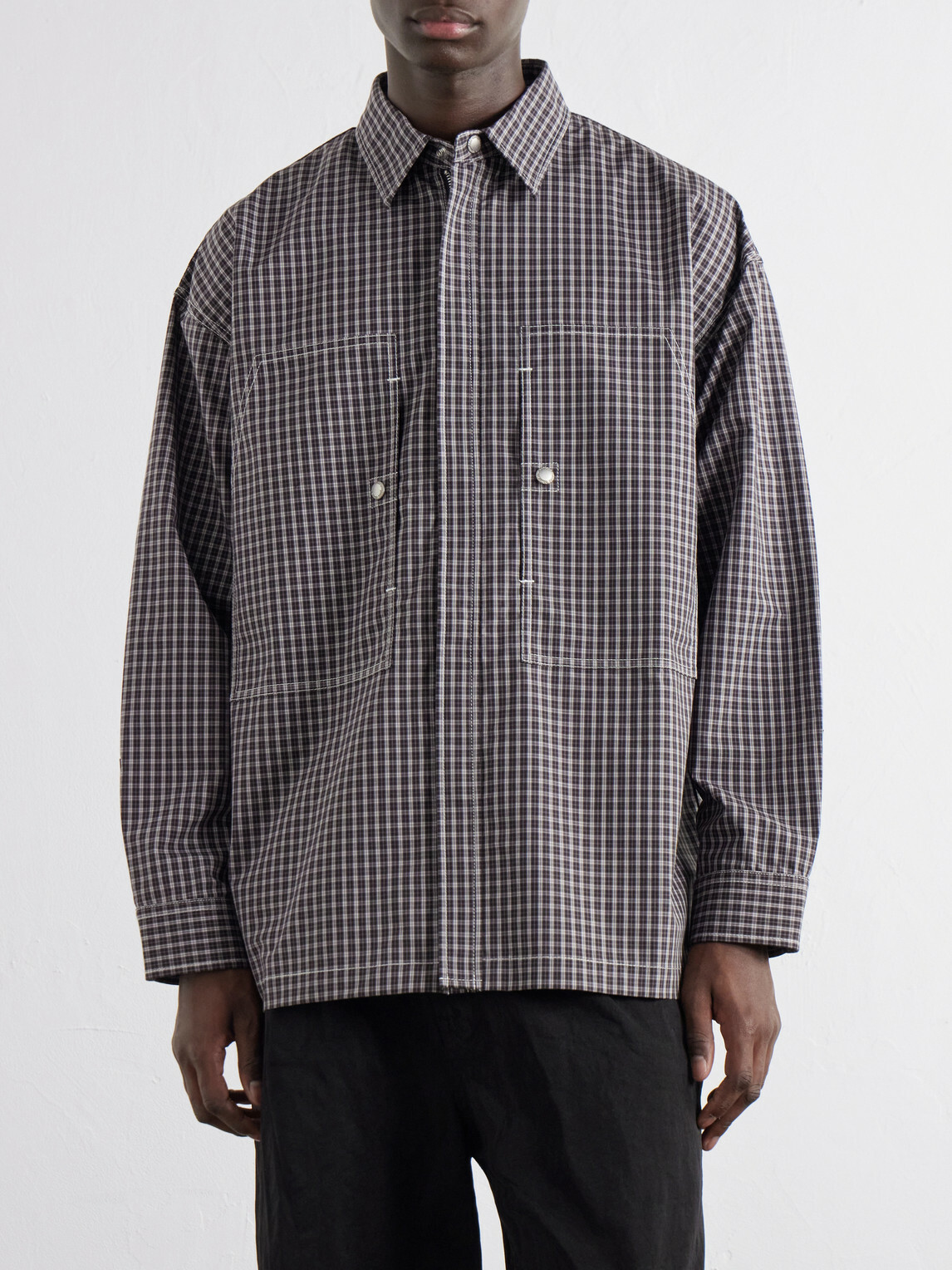 COMME DES GARÇONS HOMME - Checked Cotton-Shell Overshirt - Black