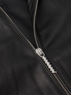 Marni - Leopard-Print Faux Fur-Trimmed Leather Jacket - Black