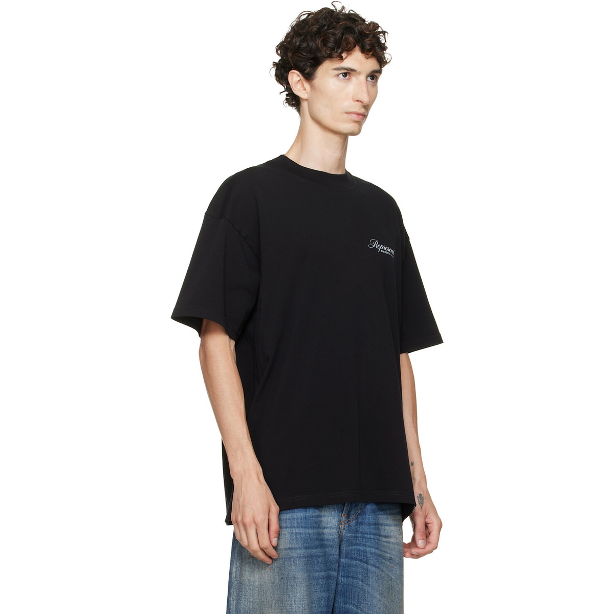 Represent Black Printed 'Owners Club' Script T-shirt