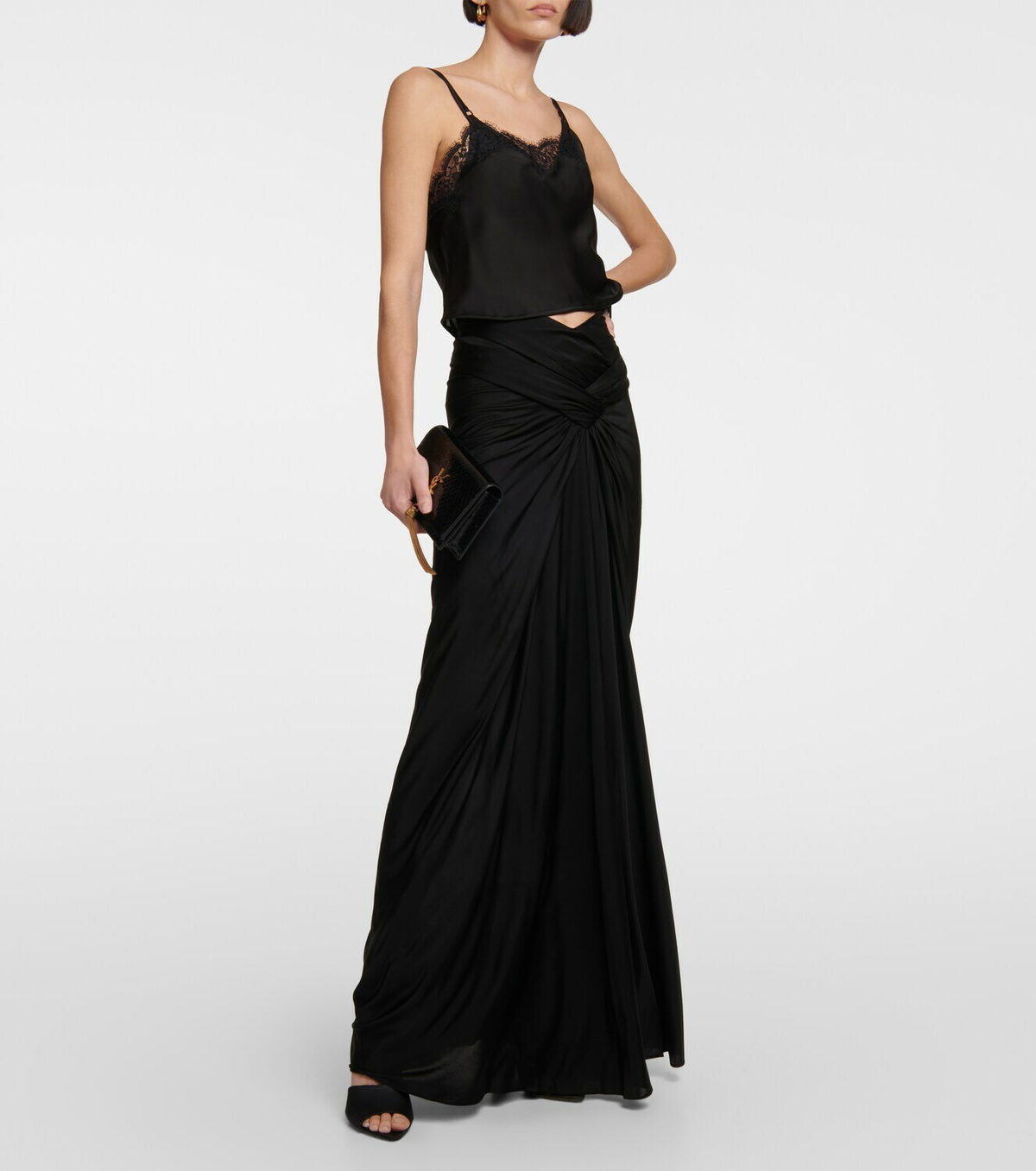 スカート SAINT LAURENT ENVERS SATIN SKIRT Saint Laurent Silk satin slip skirt Saint Laurent
