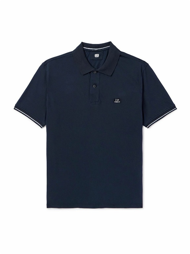 Photo: C.P. Company - Tactic Slim-Fit Logo-Embroidered Cotton-Blend Piqué Polo Shirt - Blue