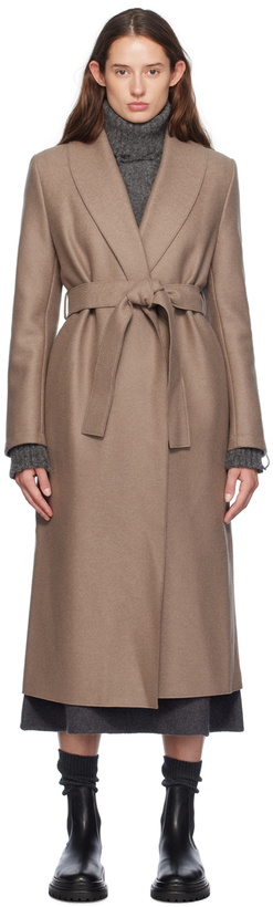 Photo: Harris Wharf London Taupe Shawl Collar Coat