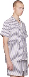 Tekla White Striped Pyjama Shirt