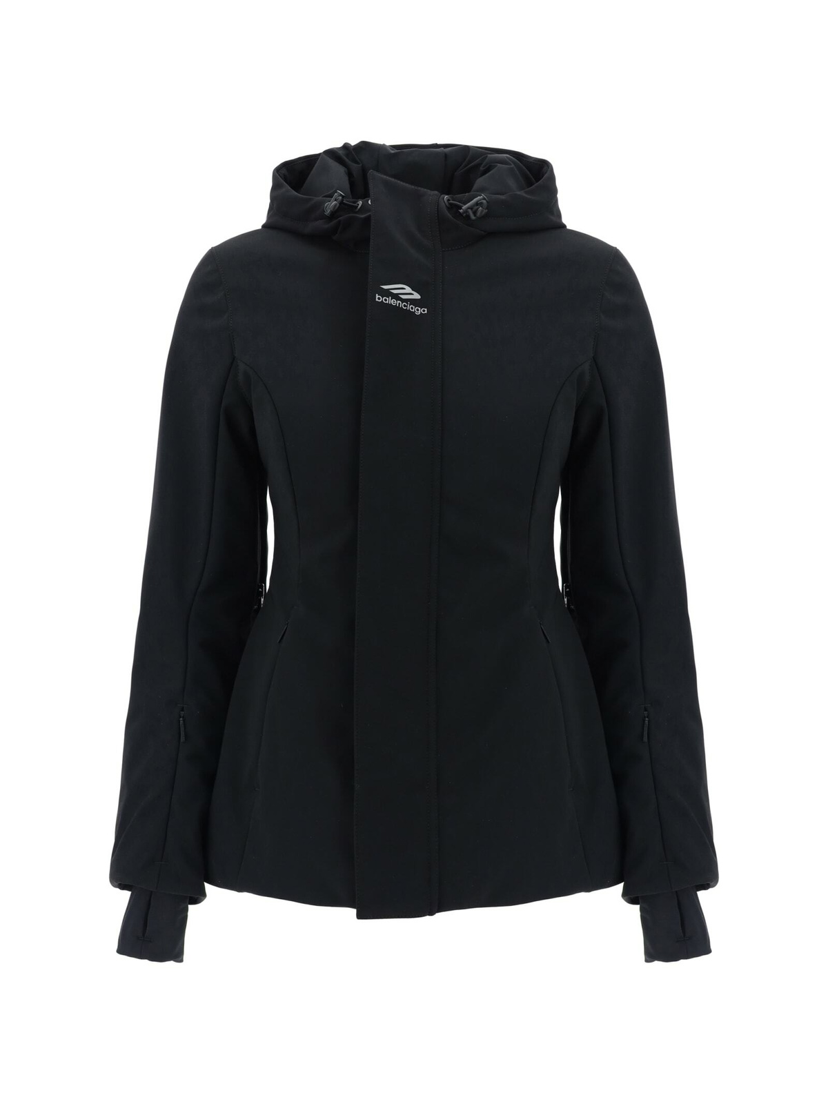 アウターその他 BALENCIAGA Women Outer 818552 TPQ381000 Black Balenciaga Women's' Fitted Zip-Up Hooded Sweatshirt in Black