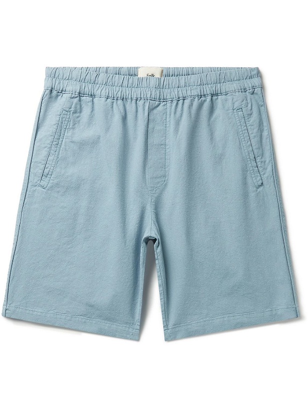 Photo: Folk - Straight-Leg Linen and Cotton-Blend Shorts - Blue