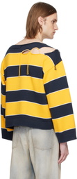 Charles Jeffrey LOVERBOY Yellow & Navy Slash Stripe Sweater